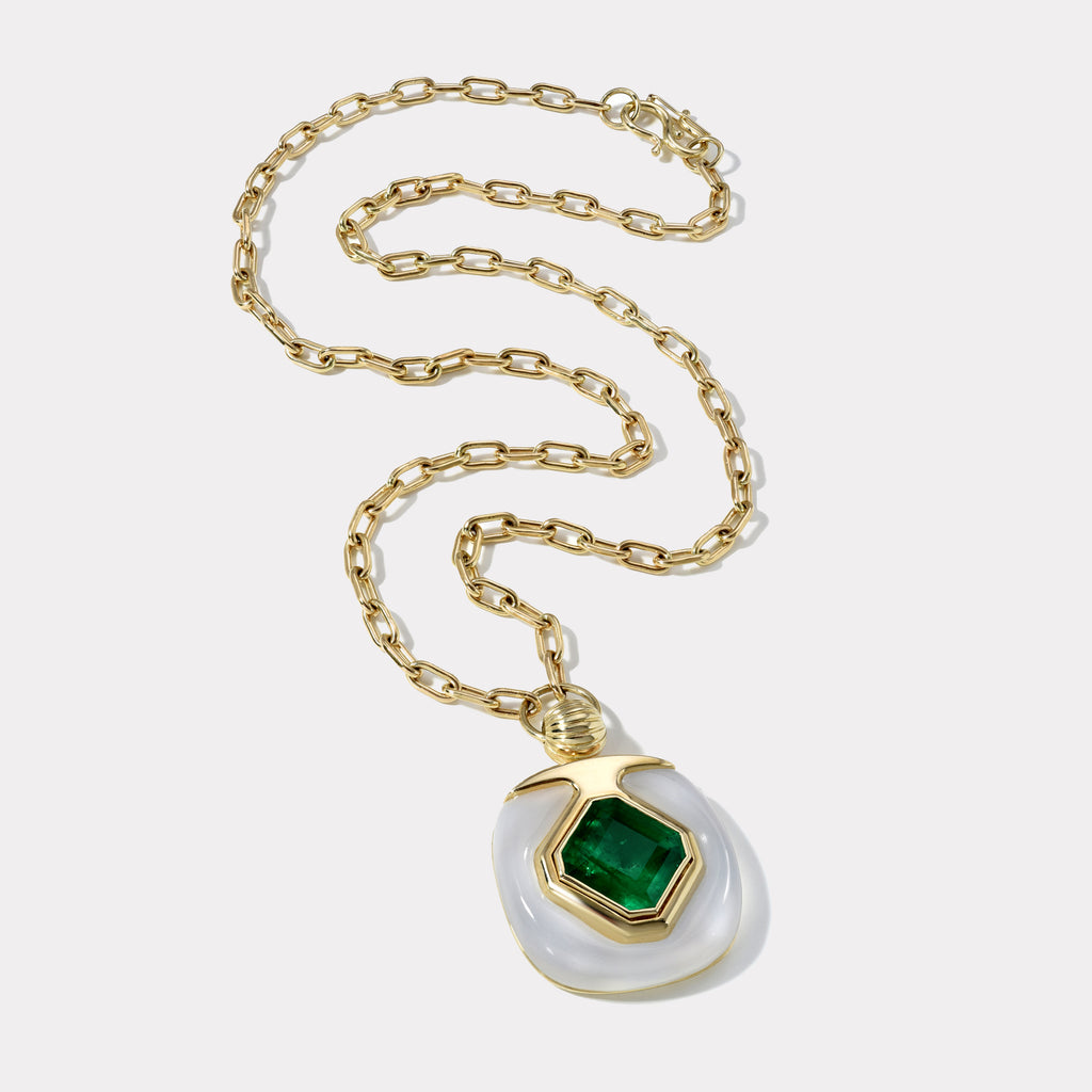 6.16ct Emerald in Chalcedony Impetus Pendant