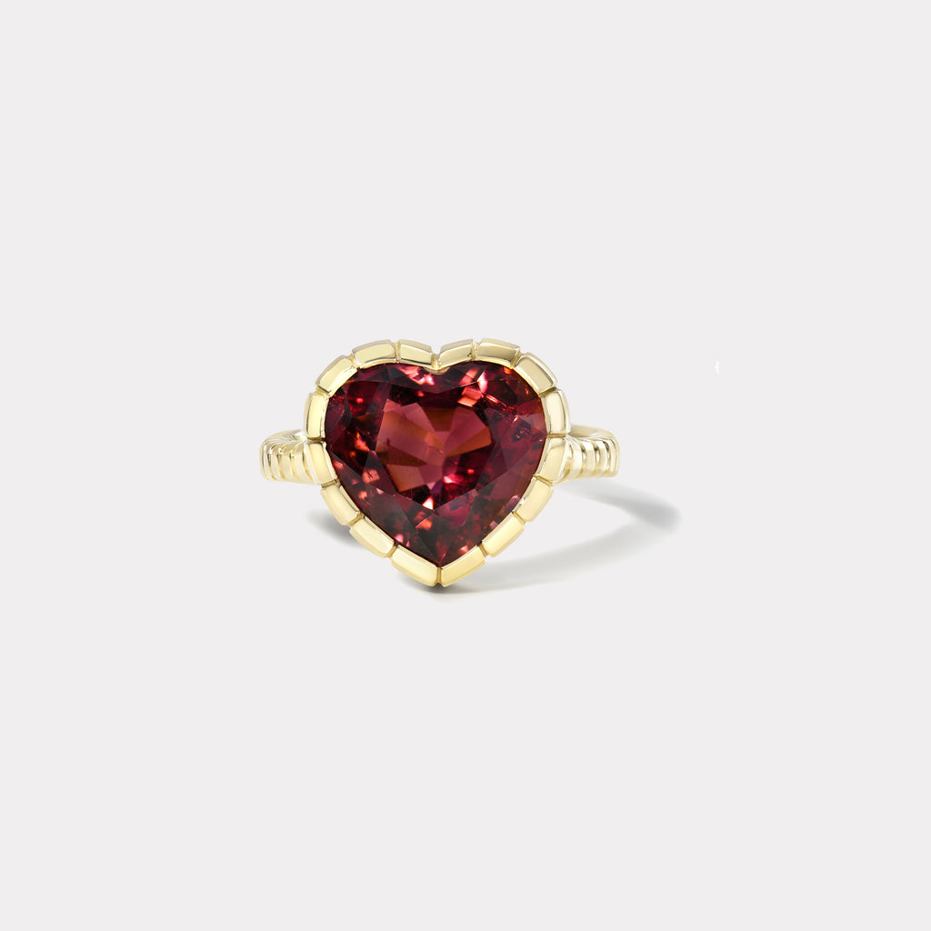 One of a kind 6.32ct Cherry Tourmaline Heirloom Bezel Ring