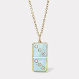 Classic Diamond Domino Necklace with Semiprecious Stone Inlay- Turquoise