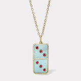 Classic Domino Necklace with Semiprecious Stone Inlay - Turquoise and Ruby