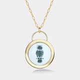 Owl Signature Padlock Intaglio - Double Layer Green Agate