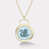 Swan Signature Padlock Intaglio - Double Layer Green Agate