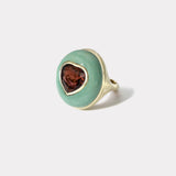 Lollipop Ring - Heart Red Tourmaline in Green Turquoise
