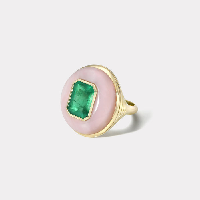 One of a Kind Lollipop Ring - Emerald in ink Opal