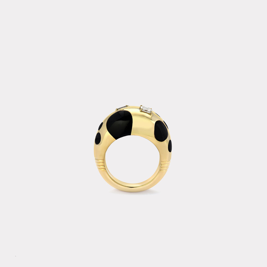 Black Onyx Polka Bombe Ring