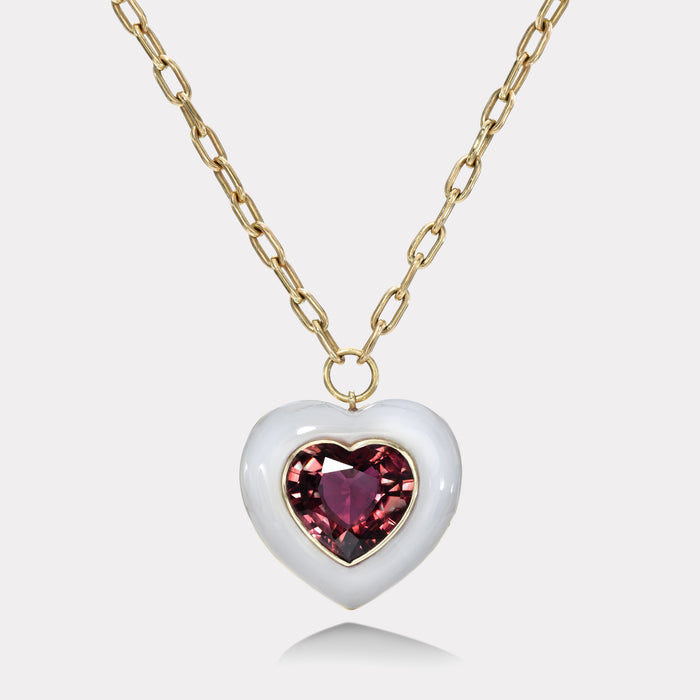 Lollipop Pendant- 9.96ct Heart Tourmaline in Hand Carved Chalcedony