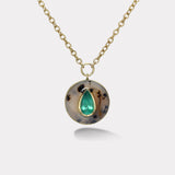 Lollipop Pendant -  2.49ct Pear Emerald in Hand Carved Dendrite