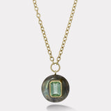 Lollipop Pendant- 3.34ct Green Tourmaline in hand Carved Labradorite