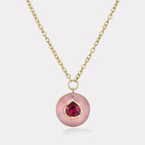 Lollipop Pendant -  3.70cts Pear Rubellite in Hand Carved Pink Opal