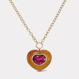 7.38ct Heart Rubellite in Carnelian Lollipop Pendant