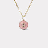 Lollipop Pendant - Lotus Garnet in Hand Carved Pink Opal