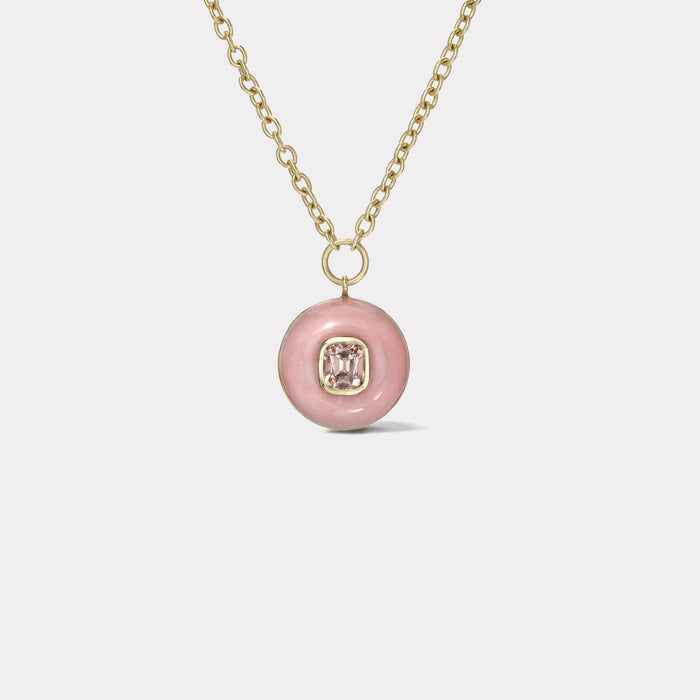 Lollipop Pendant - Lotus Garnet in Pink Opal