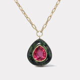 12.69ct Vivid Rubellite in Jasper Lollipop Pendant