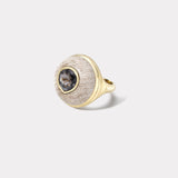 Petite Lollipop Ring - Pear Spinel in Hand Carved Petrified Wood