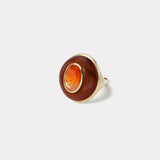 Lollipop Ring -  4.5ct Mexican Fire Opal in Hand Carved Carnelian