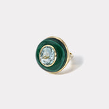 Lollipop Ring - Oval Aquamarine in Malachite