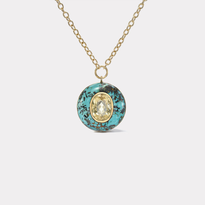 Lollipop Pendant - 5.39ct Oval Butter Tourmaline in Turquoise