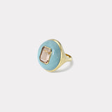 Lollipop Ring -  5.45ct Morganite in Hand Carved Turquoise