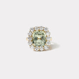 8.46ct Green Sapphire and Diamond Heirloom Bezel Ring