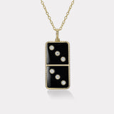 Classic Diamond Domino Necklace with Semiprecious Stone Inlay- Onyx