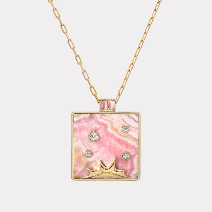 Optimism Pendant with Rhodochrosite and Lotus Garnet