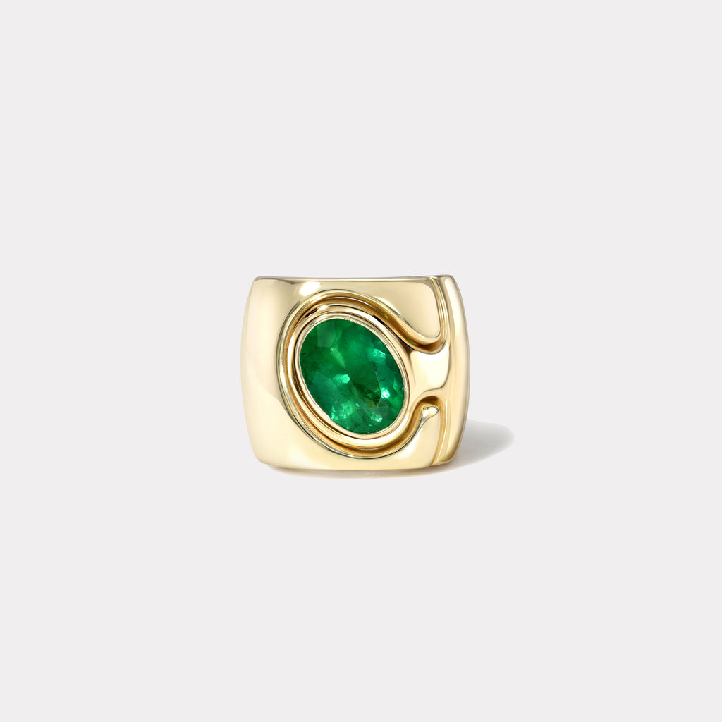 Impetus Interlocking Puzzle Ring with a 2.49ct Oval shaped Emerald
