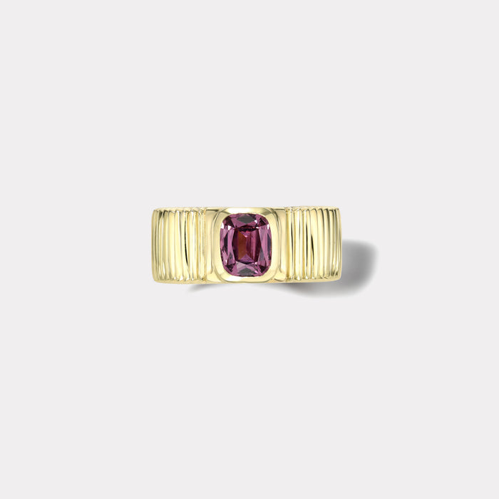 One of a kind Pleated Solitaire Band -  1.21ct Unheated Sapphire Cushion