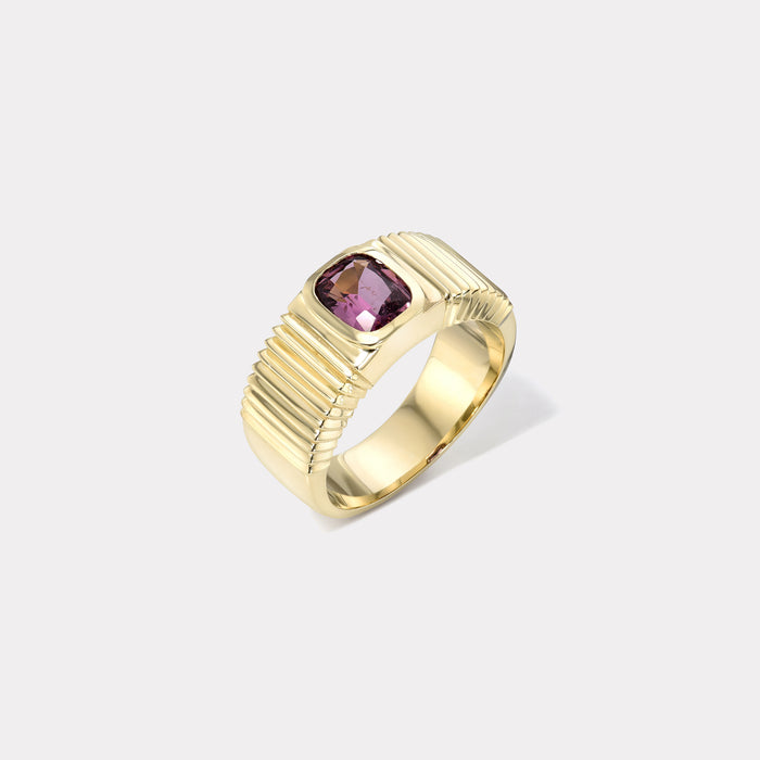One of a kind Pleated Solitaire Band -  1.21ct Unheated Sapphire Cushion