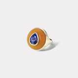 Petite Lollipop Ring -  2.27ct Pear Shaped Tanzanite in Hand Carved Carnelian