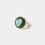Petite Lollipop Ring -  2.41ct Aquamarine in Hand Carved Nephrite Jade