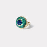 Petite Lollipop Ring - 2.57ct Blue Sapphire in Hand Carved Malachite