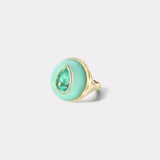 Lollipop Ring - 2.93ct Pear Emerald in Hand Carved Chyrosphrase