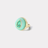 Classic Lollipop Ring - 2.93ct Pear Emerald in Hand Carved Chyrosphrase