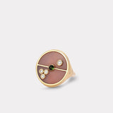 Compass Ring with Pink Opal and Green Tourmaline