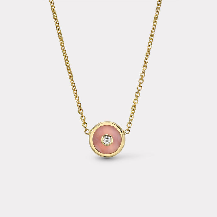 Mini Compass Pendant with Pink Opal