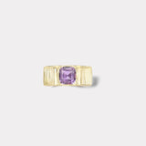 Pleated Solitaire Band -  2.06ct GIA Certified Cushion Violet Sapphire