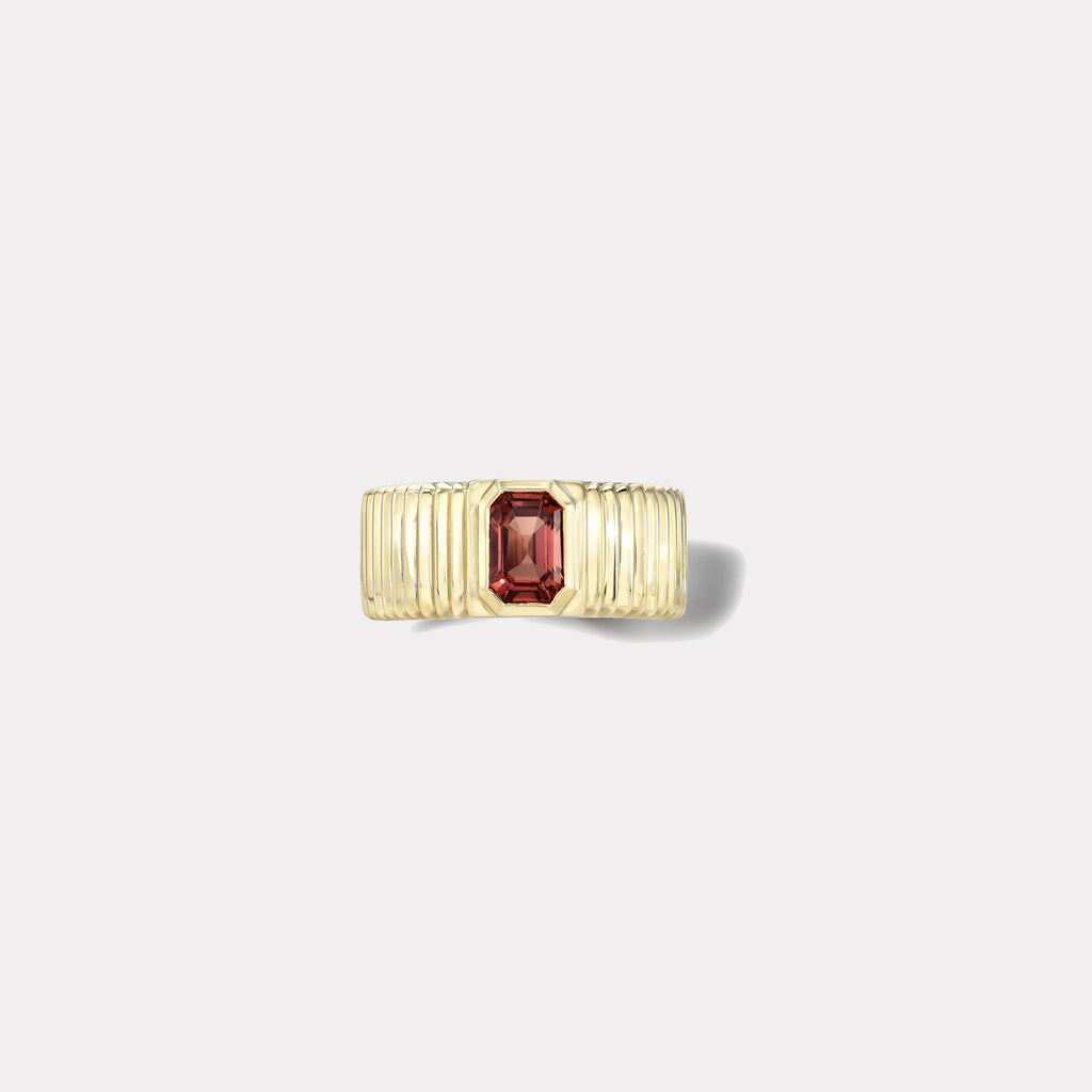 One of a kind Pleated Solitaire Band - 0.80ct Red Tourmaline