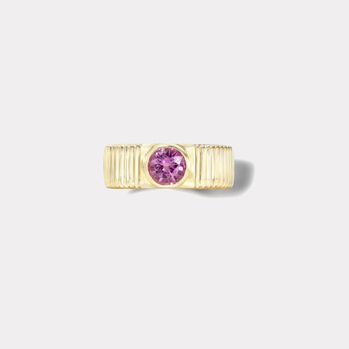 One of a kind Pleated Solitaire Band - 1.06ct Round Pink Sapphire