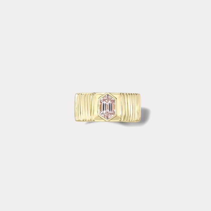 One of a kind Pleated Solitaire Band -   1.15ct Elongated Hexagon Sapphire