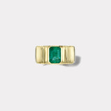 1.2cts Emerald Cut Emerald Pleated Solitaire Band