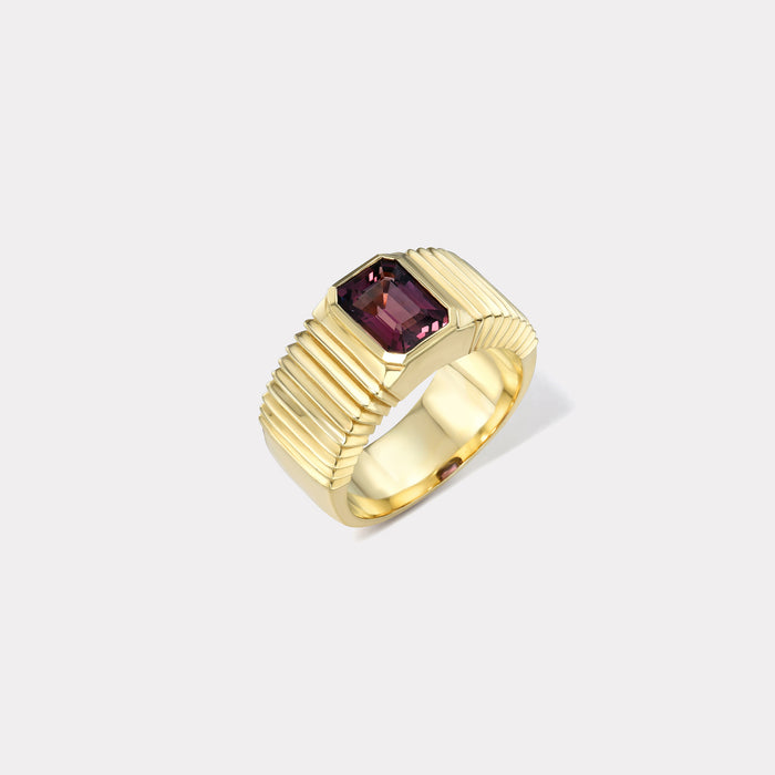 One of a kind Pleated Solitaire Band - 1.52ct Brick Sapphire