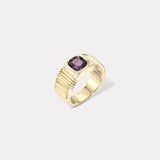 Pleated Solitaire Band - 1.68ct Grape Sapphire