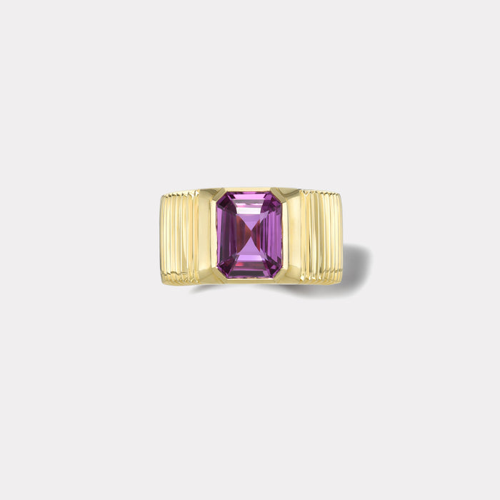 One of a kind Pleated Solitaire Band - 3.23ct GIA Pink Sapphire