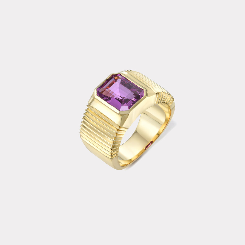 One of a kind Pleated Solitaire Band - 3.23ct GIA Pink Sapphire