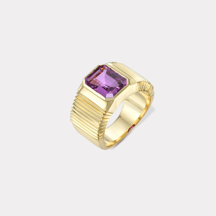 One of a kind Pleated Solitaire Band - 3.23ct GIA Pink Sapphire
