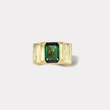 Pleated Solitaire Band - 4.49ct Emerald Cut Green Tourmaline