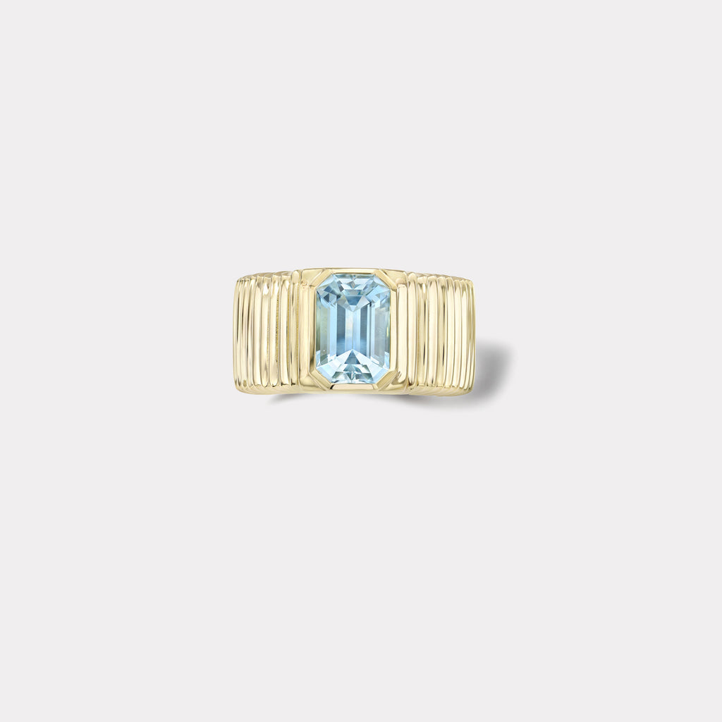 One of a kind Pleated Solitaire Band - 1.5ct Aquamarine