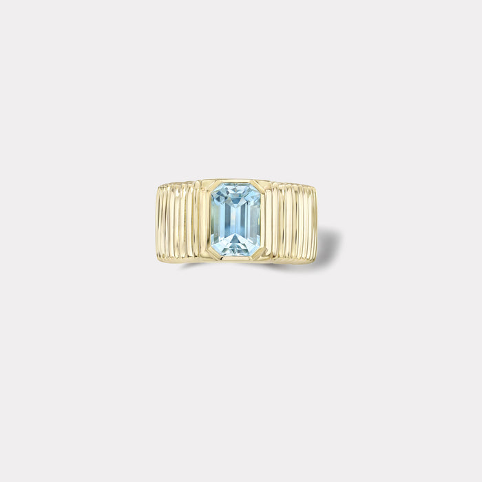 One of a kind Pleated Solitaire Band - 1.5ct Aquamarine