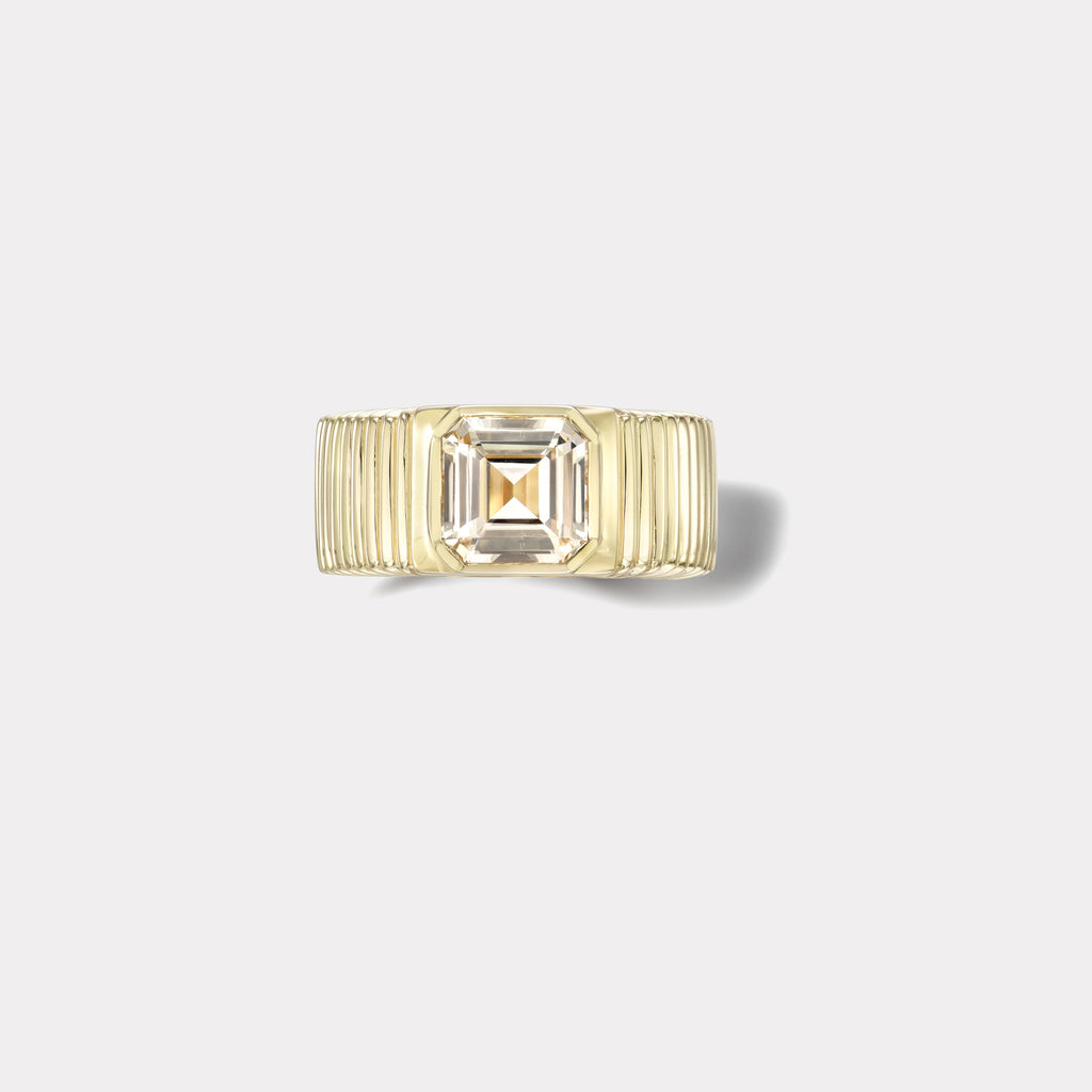 One of a kind Pleated Solitaire Band -  2.03ct unheated Asscher cut Butter Sapphire