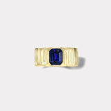 Pleated Solitaire Band -  GIA 2.25ct Royal Blue Sapphire